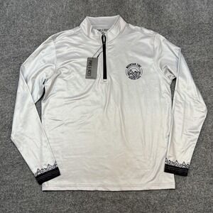 Pins & Aces Pullover Mens Small Silver 1/4 Zip Long Sleeve Golf Shirt Top Beer